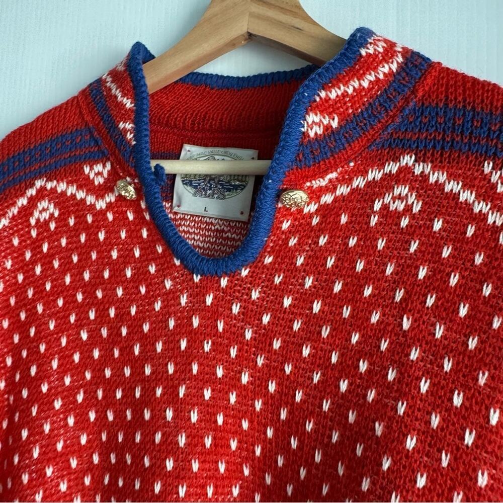 Vintage ALPS Merrimac Valley New England christmas sweater red size large - Picture 6 of 8